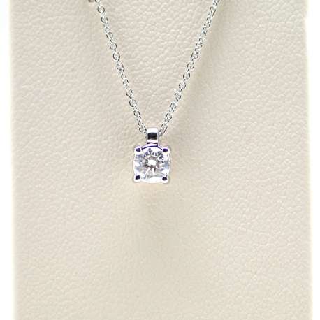 Chain And Pendant In 18K White Gold With Diamond 0,10 Cts