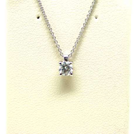Chain And Pendant In 18K White Gold With Diamond 0,30 Cts