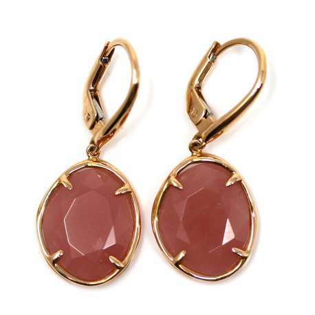 Boucles d'oreilles en or avec quartz rose 18K