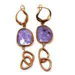 Gold Earrings 18 K Purple Quartz