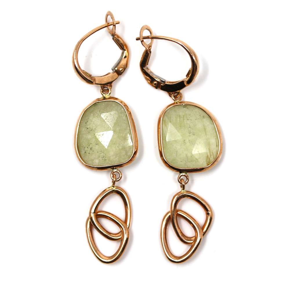 Gold earrings 18kte quartz