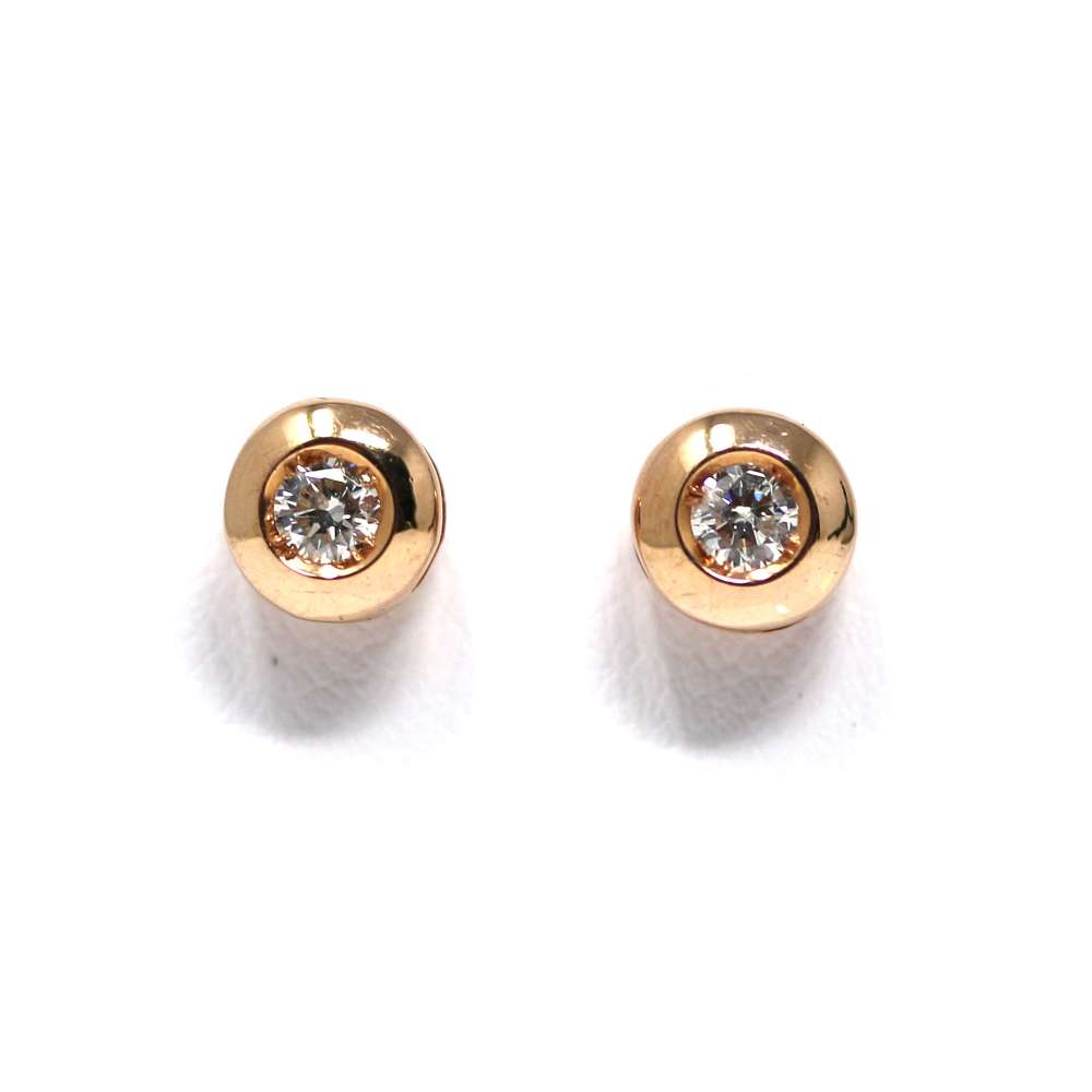 Boucles d'oreilles en or Rose 18 Kte & Diamant 0,14 CT