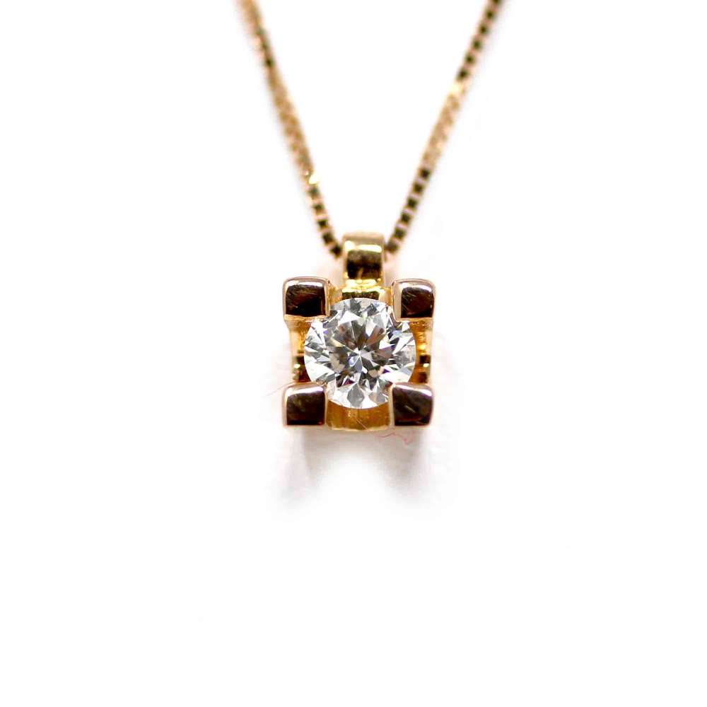 Cadena Y Colgante Oro Rosa 18Kl Diamante 0,16 Cts