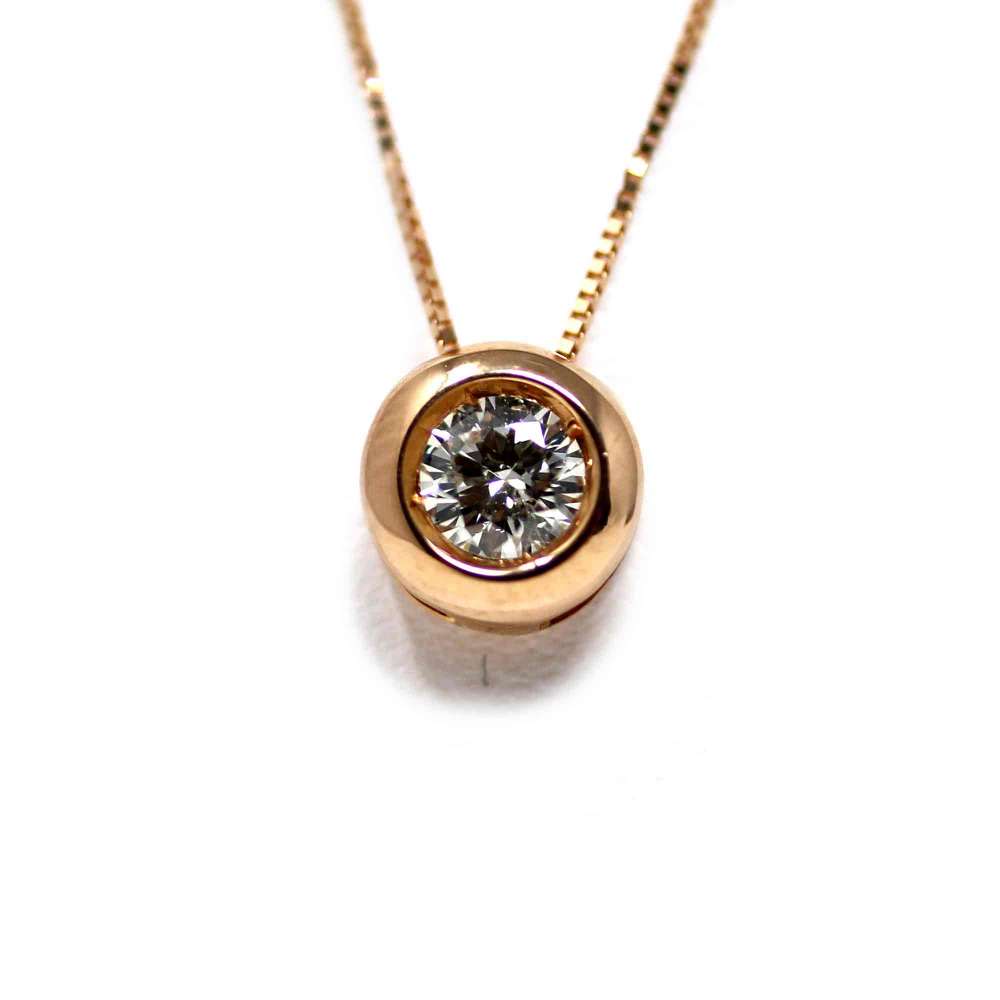 Chain And Pendant In 18K Rose Gold With Diamond 0,25 Cts