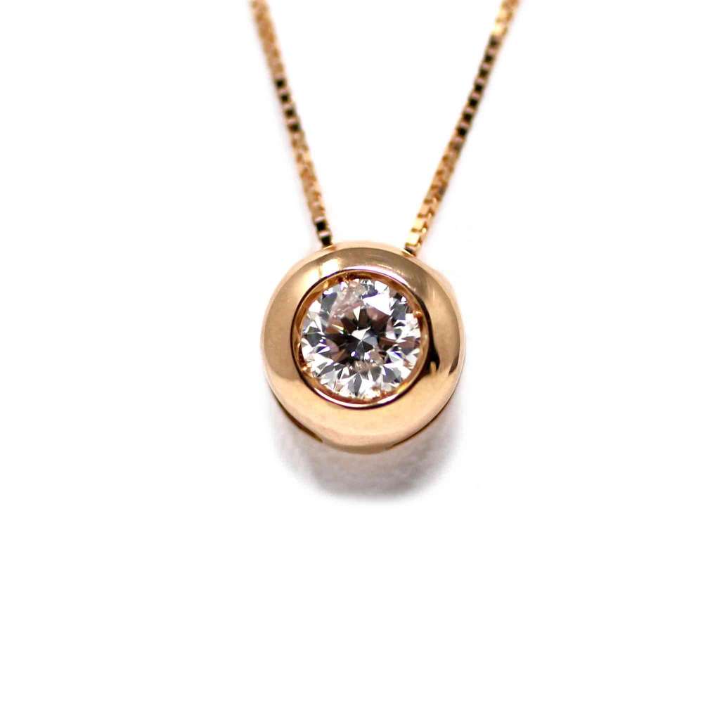 Chain And Pendant In 18K Rose Gold With Diamond 0,26 Cts