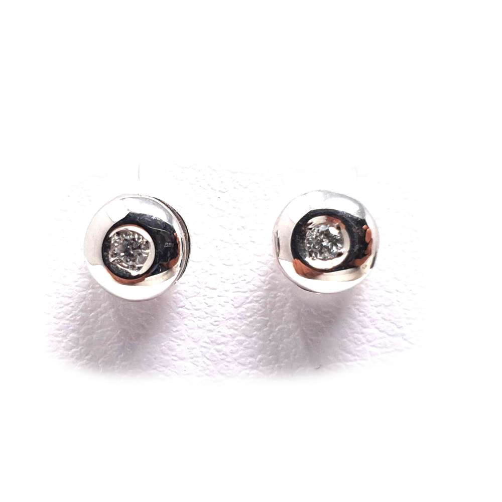 White Gold Earrings 18kl & Diamond 0.06 Ct