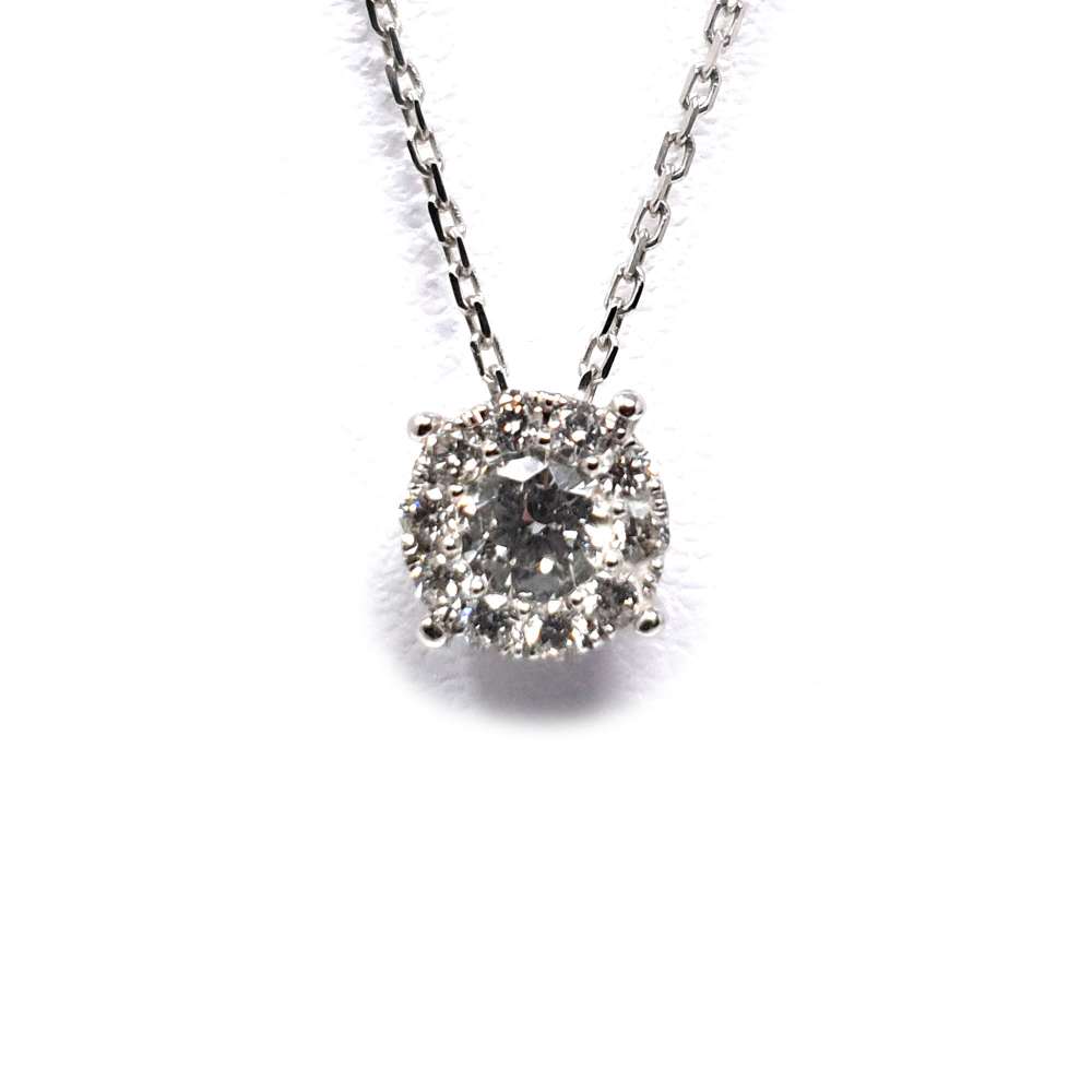Chain and Pendant White Gold 18k 0.27Ct.