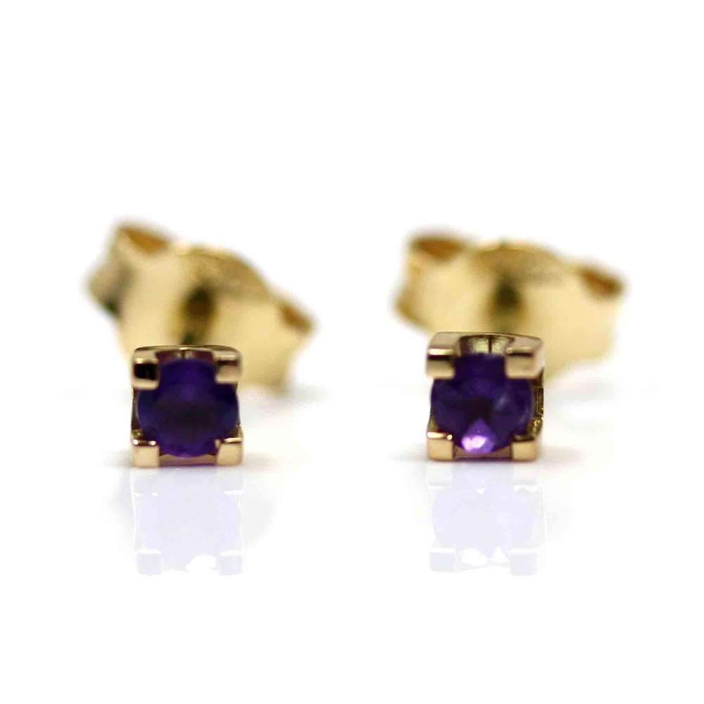 Yellow Gold and Amethyst Earrings