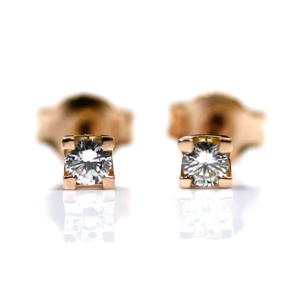 Rose Gold and Brilliant Earrings 0.20Ct