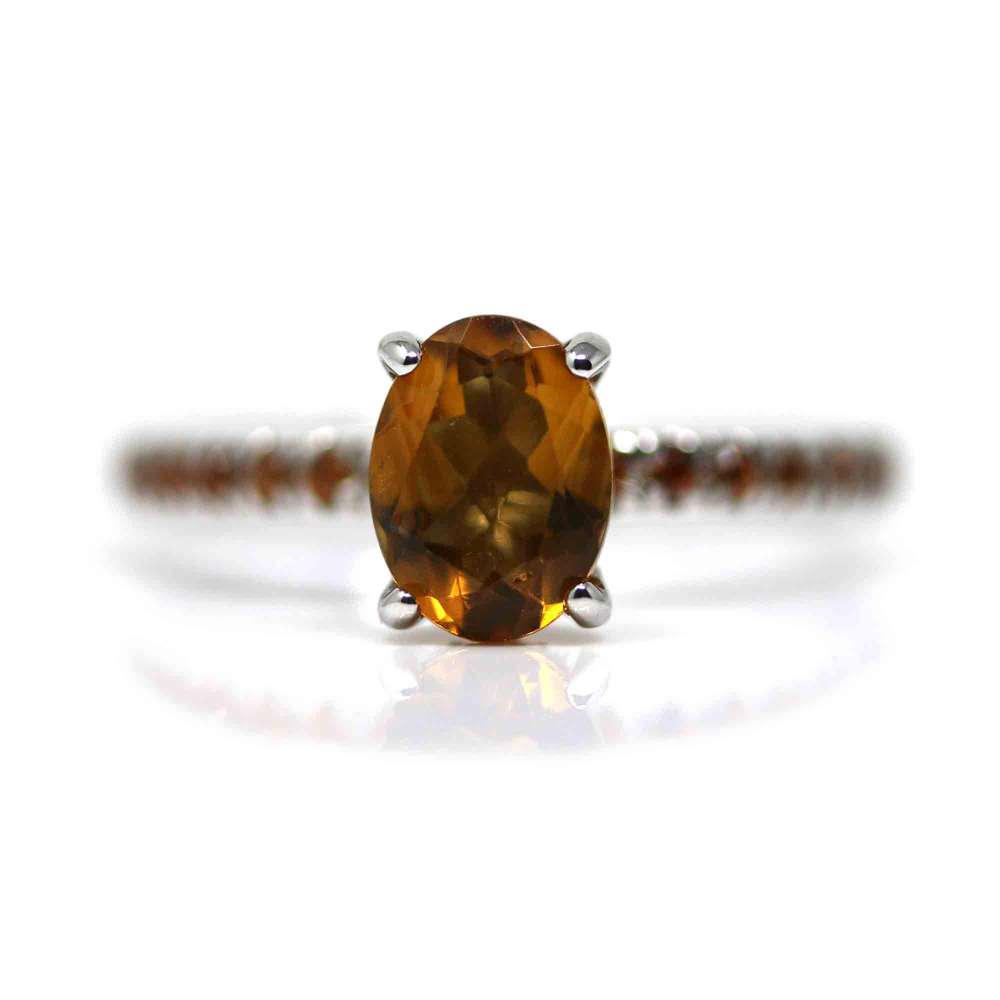 18 Karat Weißgold Diamant, Korund und Citrin Ring