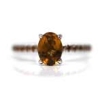 Anneau en or blanc 18 carats avec diamant, corindon et citrine