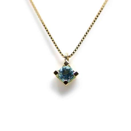 Chain And Pendant In 18K Yellow Gold With Topaz 3mm