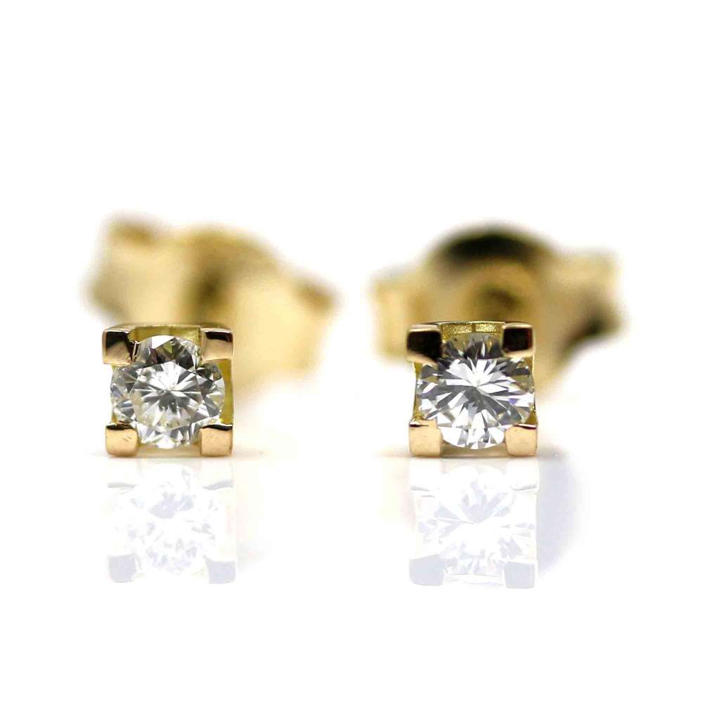 Yellow Gold and Brilliant Earrings 0.12Ct