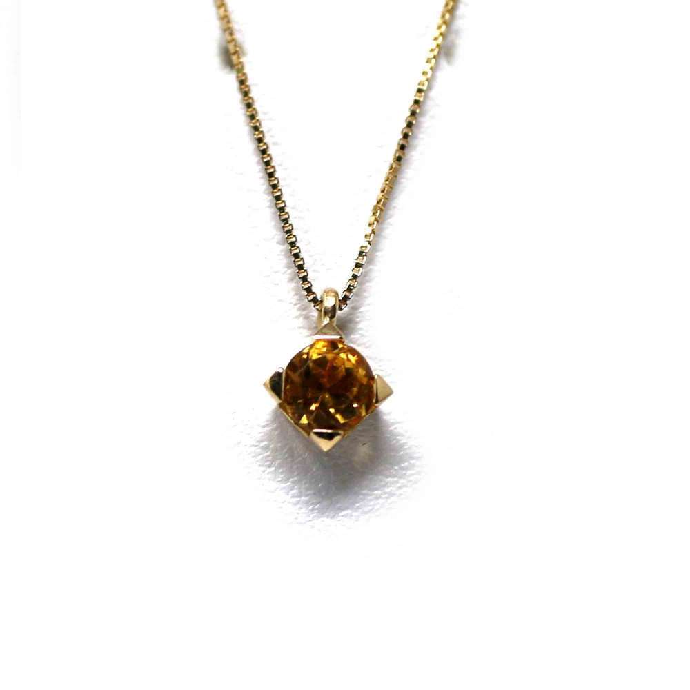 Chain And Pendant In 18K Yellow Gold With Citrine 4,25mm