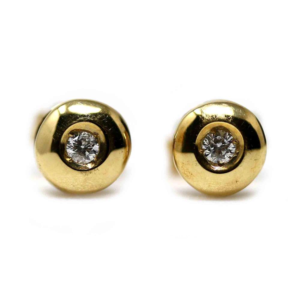 Boucles d'oreilles en or jaune avec diamants 0.06CT