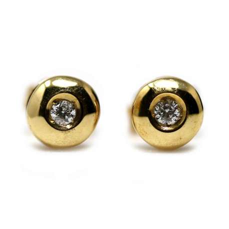 Boucles d'oreilles en or Jaune 18 Kl & Diamant 0,10 Cts