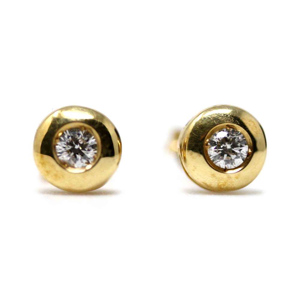 Boucles d'oreilles en or jaune avec diamants 0.24CT