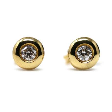 Boucles d'oreilles en or Jaune 18 Kl & Diamant 0,29 Cts