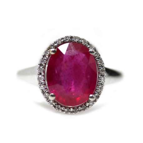 18Kl White Gold Ring Synthetic Ruby