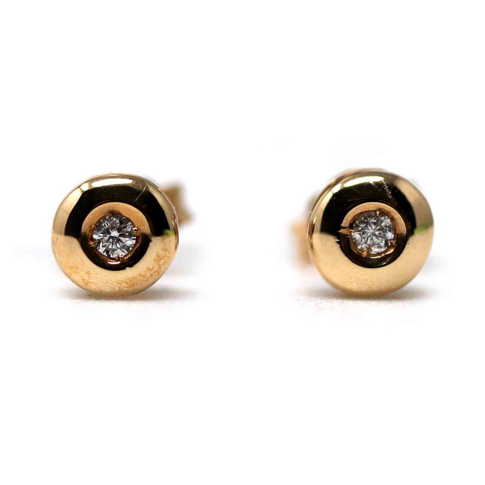 Boucles d'oreilles en or Rose 18 Kl & Diamant 0,06 Cts