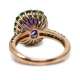 18kte White Gold and Rose Gold Ring with Amethyst and Tsavorites