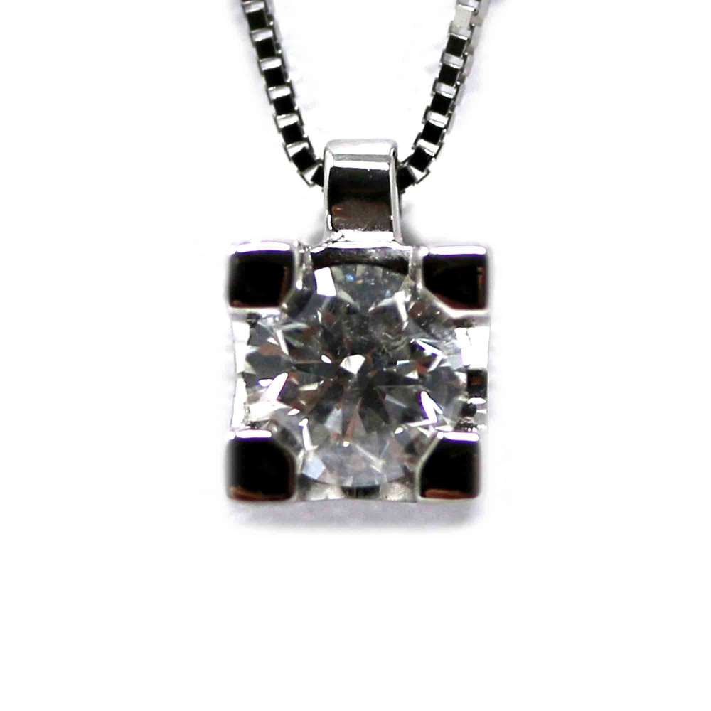 Chain And Pendant In 18Kte White Gold With Diamond 0,25 Cts