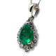 18kte white gold chain and pendant. with Esmeralda 1.12Ct. and Diamonds or, 40Ct