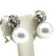 Earrings White Gold 18Kl Cultured Pearl 11mm 0.70 Cts