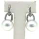 Earrings White Gold 18Kl Cultured Pearl 12mm 0.75 Cts