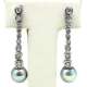 Earrings White Gold 18Kl Cultured Pearl 7 mm 0.30 Cts